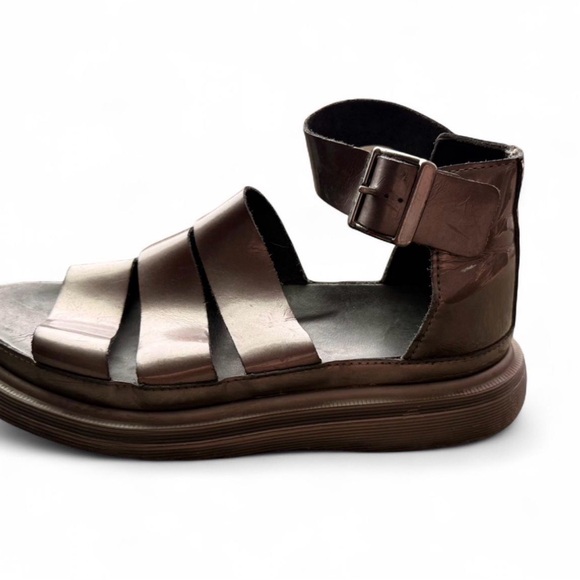 Dr. Martens Clarissa Quad Pewter Spectra Patent Leather Metallic Sandals Size 9 - Picture 7 of 8